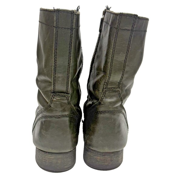 Steve Madden Troopa Combat Boots Dark Green Leather Boho Lace Up Women's 8 Zip - Picture 3 of 6
